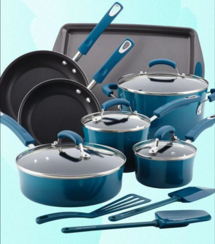 CMARINE BLUE NONSTICK COOKWARE SET - 14 PIECE